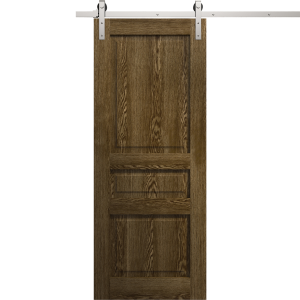 Modern Barn Door 18 x 80 inches | Ego 5012 Marble Oak | 6.6FT Silver Rail Track Heavy Hardware Set | Solid Panel Interior Doors