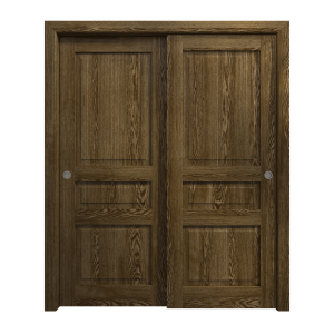 Sliding Closet Bypass Doors 36 x 80 inches | Ego 5012 Marble Oak | Rails Hardware Set | Wood Solid Bedroom Wardrobe Doors