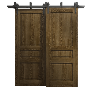 Sliding Closet Barn Bypass Doors 36 x 80 inches | Ego 5012 Marble Oak | Modern 6.6ft Rails Hardware Set | Wood Solid Bedroom Wardrobe Doors