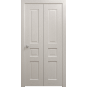 Sliding Closet Bi-fold Doors 36 x 80 inches | Ego 5012 Painted White Oak | Sturdy Tracks Moldings Trims Hardware Set | Wood Solid Bedroom Wardrobe Doors