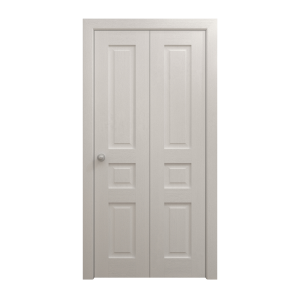 Sliding Closet Bi-fold Doors 36 x 80 inches | Ego 5012 Painted White Oak | Sturdy Tracks Moldings Trims Hardware Set | Wood Solid Bedroom Wardrobe Doors