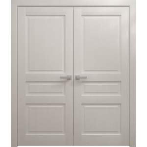 Interior Solid French Double Doors 36 x 80 inches | Ego 5012 Painted White Oak | Wood Interior Solid Panel Frame | Closet Bedroom Modern Doors