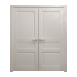 Interior Solid French Double Doors 36 x 80 inches | Ego 5012 Painted White Oak | Wood Interior Solid Panel Frame | Closet Bedroom Modern Doors