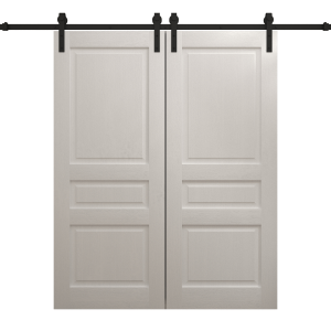 Modern Double Barn Door 36 x 80 inches | Ego 5012 Painted White Oak | 13FT Rail Track Set | Solid Panel Interior Doors