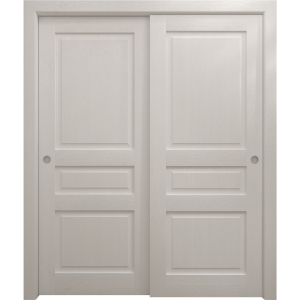 Sliding Closet Bypass Doors 36 x 80 inches | Ego 5012 Painted White Oak | Rails Hardware Set | Wood Solid Bedroom Wardrobe Doors