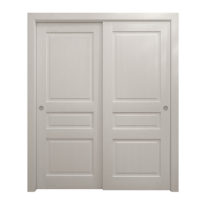 Sliding Closet Bypass Doors 36 x 80 inches | Ego 5012 Painted White Oak | Rails Hardware Set | Wood Solid Bedroom Wardrobe Doors