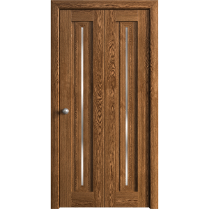 Sliding Closet Bi-fold Doors 36 x 80 inches | Ego 5014 Cognac Oak | Sturdy Tracks Moldings Trims Hardware Set | Wood Solid Bedroom Wardrobe Doors