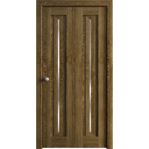 Sliding Closet Bi-fold Doors 36 x 80 inches | Ego 5014 Marble Oak | Sturdy Tracks Moldings Trims Hardware Set | Wood Solid Bedroom Wardrobe Doors