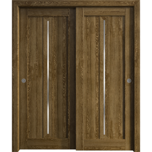 Sliding Closet Bypass Doors 36 x 80 inches | Ego 5014 Marble Oak | Rails Hardware Set | Wood Solid Bedroom Wardrobe Doors