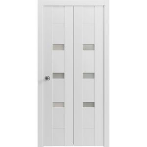 Sliding Closet Bi-fold Doors | Sete 6900 White Silk | Sturdy Tracks Moldings Trims Hardware Set | Wood Solid Bedroom Wardrobe Doors 