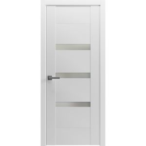 Solid French Door Opaque Glass / Sete 6900 White Silk / Single Regular Panel Frame Handle / Bathroom Bedroom Modern Doors -18" x 80"