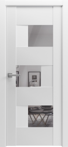 Solid French Door Opaque Glass / Sete 6999 White Silk with Mirror / Single Regular Panel Frame Handle / Bathroom Bedroom Modern Doors -42" x 84"