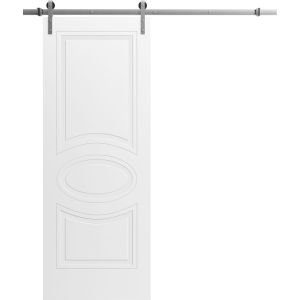 Modern Barn Door with Hardware / Mela 7001 Matte White / 6.6FT Rail Track Set / Solid Panel Interior Doors