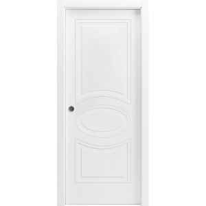 Sliding Pocket Door 18 x 80 inches / Mela 7001 Matte White / Kit Rail Hardware / Wood Interior Bedroom Modern Doors