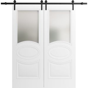 Modern Double Barn Door / Mela 7012 / 13FT Rail Track Set / Solid Panel Interior Doors-36" x 80"