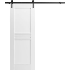 Modern Barn Door / Mela 7444 / 6.6FT Rail Track Heavy Hardware Set / Solid Panel Interior Doors-18" x 80"