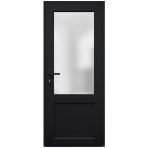 Front Exterior Prehung FiberGlass Door Frosted Glass / Manux 8422 Matte Black / Office Commercial and Residential Doors Entrance Patio Garage