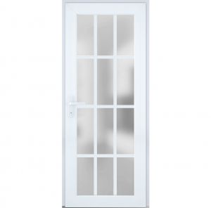 Front Exterior Prehung FiberGlass Door Frosted Glass / Manux 8312 White Silk / Office Commercial and Residential Doors Entrance Patio Garage