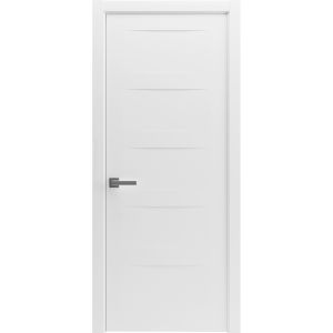 Modern Wood Interior Door with Hardware | Riviera 9017 Painted White | Single Panel Frame Trims | Bathroom Bedroom Sturdy Doors - 16" x 78"