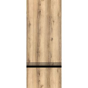 Slab Barn Door Panel | Planum 0012 Oak and Aluminum Strips | Sturdy Finished Flush Modern Doors | Pocket Closet Sliding