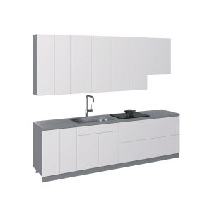 Kitchen Contemporary Collection White Gloss Color Base Size 9.5Ft Wide