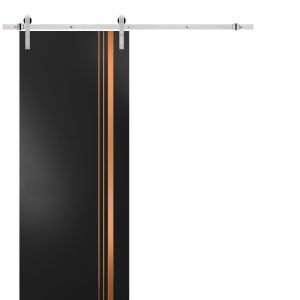 Sturdy Barn Door with Hardware | Planum 1010 Black Matte | 6.6FT Rail Hangers Heavy Set | Modern Solid Panel Interior Doors