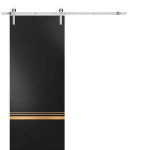 Sturdy Barn Door with Hardware | Planum 2010 Black Matte | 6.6FT Rail Hangers Heavy Set | Modern Solid Panel Interior Doors