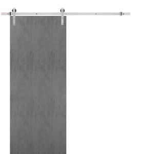 Sliding Barn Door with Hardware | Planum 0011 Concrete | 6.6FT Rail Hangers Sturdy Set | Modern Solid Panel Interior Doors
