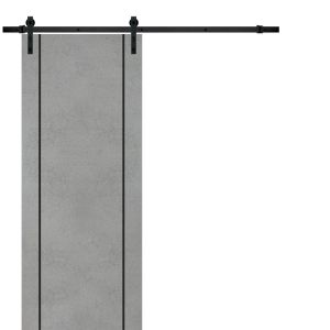 Sliding Barn Door with Hardware | Planum 0017 Concrete | 6.6FT Rail Hangers Sturdy Set | Modern Solid Panel Interior Doors-18" x 80"