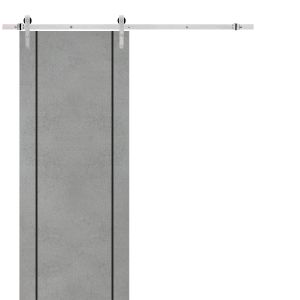 Sliding Barn Door with 6.6ft Hardware | Planum 0017 Concrete | Rail Hangers Sturdy Silver Set | Modern Solid Panel Interior Doors-18" x 80"