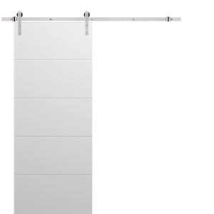 Sliding Barn Door with 6.6ft Hardware | Planum 0770 Painted White Matte | Rail Hangers Sturdy Silver Set | Modern Solid Panel Interior Doors