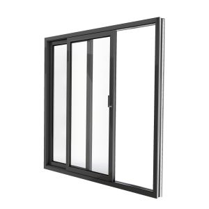 Patio Exterior Metal-Plastic Sliding Doors / Patio 8166 Matte Black 64" x 80" Right active door / Tempered Clear Glass Bypass Door