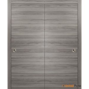 Sliding Closet Bypass Doors | Planum 0012 Ginger Ash | Sturdy Top Mount Rails Moldings Trims Hardware Set | Wood Solid Bedroom Wardrobe Doors 