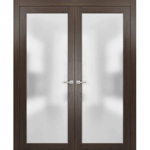 Planum 2102 Interior Closet Double Doors Chocolate Ash with Frames