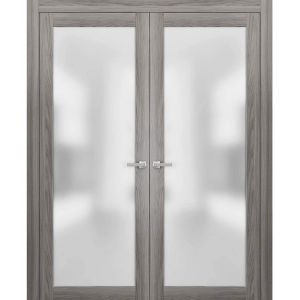 Planum 2102 Interior Sliding Closet Double Doors Ginger Ash with Frames Hardware