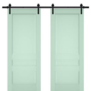 Sturdy Double Barn Door | Veregio 7411 Oliva | 13FT Rail Hangers Heavy Set | Solid Panel Interior Doors