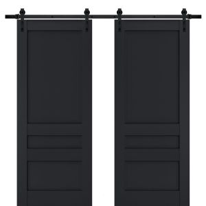 Sturdy Double Barn Door | Veregio 7411 Antracite | 13FT Rail Hangers Heavy Set | Solid Panel Interior Doors