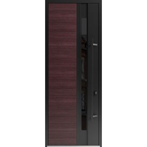 Front Exterior Prehung Steel Door / Ronex 0162 Red Oak 96" / Entry Metal Modern Painted W36" x H96" Left hand Inswing