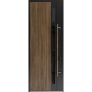 Front Exterior Prehung Steel Door / Dekton 0163 Venezia Noce 96”/ Entry Metal Modern Painted W36" x H96" Left hand Inswing