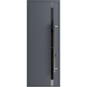 Front Exterior Prehung Steel Door / Ronex 1011 Grey 96" / Stainless Inserts Entry Metal Modern Painted W36" x H96" Left hand Inswing