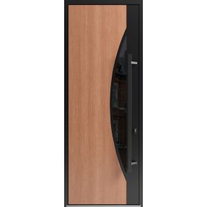 Front Exterior Prehung Steel Door / Ronex 1077 Teak 96" / Entry Metal Modern Painted W36" x H96" Left hand Inswing