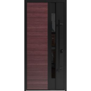 Front Exterior Prehung Steel Door / Ronex 0162 Red Oak / Entry Metal Modern Painted W36" x H80" Left hand Inswing