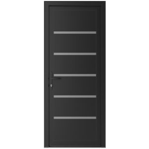 Front Exterior Prehung Metal-PlasticDoor | Manux 8415 Matte Black | Office Commercial and Residential Doors Entrance Patio Garage W36" x H80" Right hand Inswing