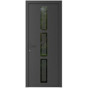 Front Exterior Prehung Metal-PlasticDoor | Manux 8112 Antracite Grey | Office Commercial and Residential Doors Entrance Patio Garage W36" x H80" Right hand Inswing