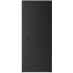 Front Exterior Prehung Metal-PlasticDoor Frosted Glass | Manux 8002 Matte Black | Office Commercial and Residential Doors Entrance Patio Garage W36" x H80" Right hand Inswing