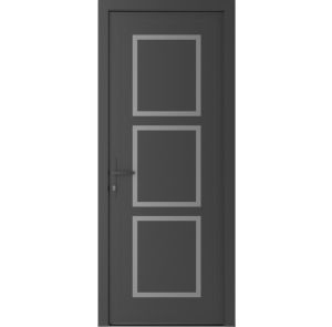 Front Exterior Prehung Metal-PlasticDoor | Manux 8661 Antracite Grey | Office Commercial and Residential Doors Entrance Patio Garage W36" x H80" Right hand Inswing