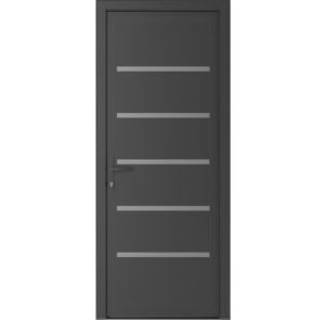 Front Exterior Prehung Metal-PlasticDoor | Manux 8415 Antracite Grey | Office Commercial and Residential Doors Entrance Patio Garage W36" x H80" Right hand Inswing