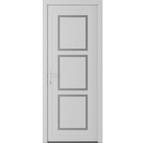 Front Exterior Prehung Metal-PlasticDoor | Manux 8661 White Silk | Office Commercial and Residential Doors Entrance Patio Garage W36" x H80" Right hand Inswing