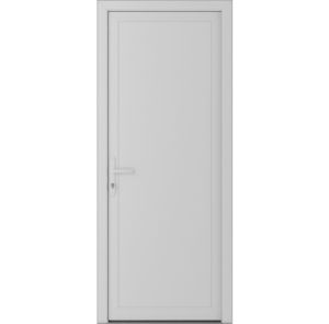 Front Exterior Prehung Metal-PlasticDoor Frosted Glass | Manux 8002 White Silk | Office Commercial and Residential Doors Entrance Patio Garage W36" x H80" Right hand Inswing