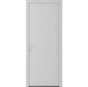 Front Exterior Prehung Metal-PlasticDoor Frosted Glass | Manux 8111 White Silk | Office Commercial and Residential Doors Entrance Patio Garage W36" x H80" Right hand Inswing